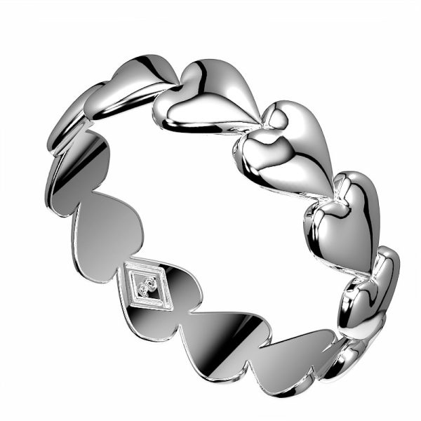 Puffed Heart Eternity Ring