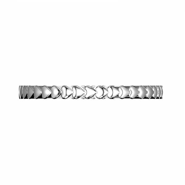 Top view of heart eternity ring in 14k white gold