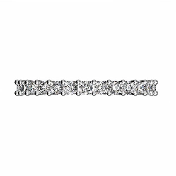 top view of u shaped diamond eternity band in white metal